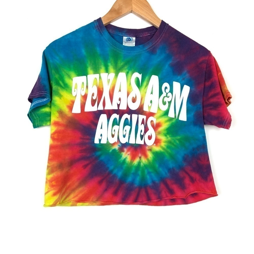 Texas A&M Aggies Tie Dye Cropped T Shirt Small